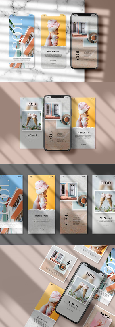 Instagram 文章和iPhone手机样机样机（PSD）