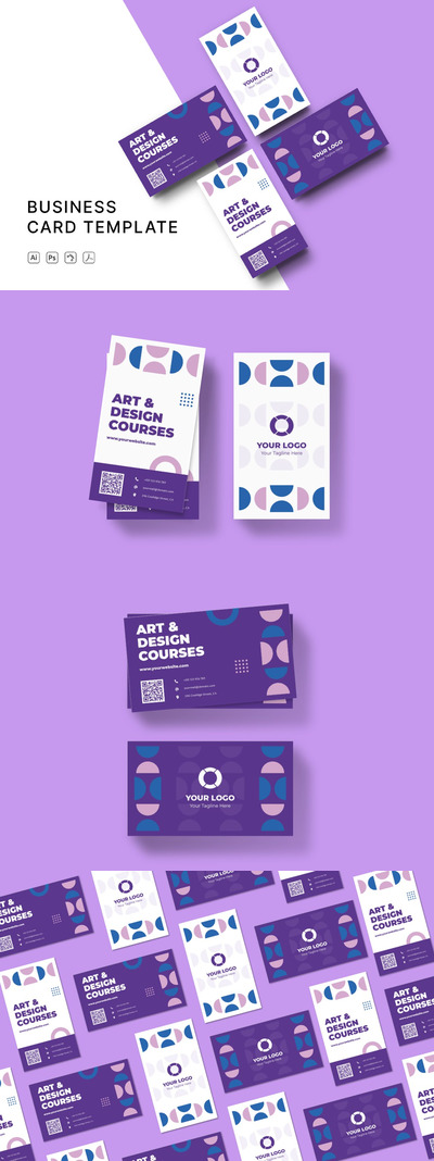 时尚新孟菲斯风格名片设计模板-AI，EPS，PDF，PSD