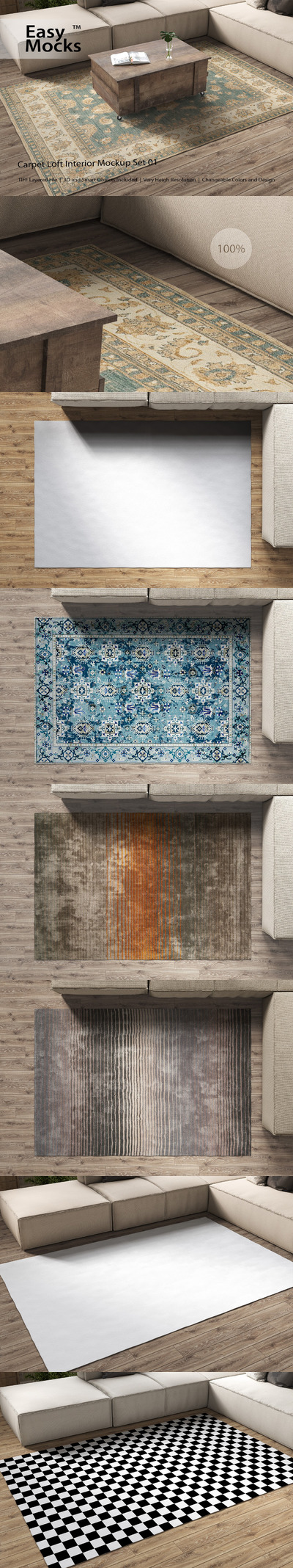 室内沙发地毯面料图案设计样机模板