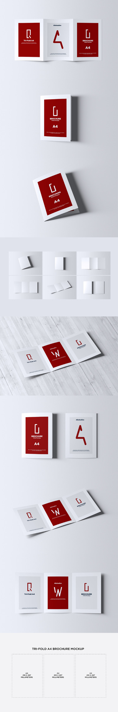 A4尺寸三折式广告手册宣传册设计样机