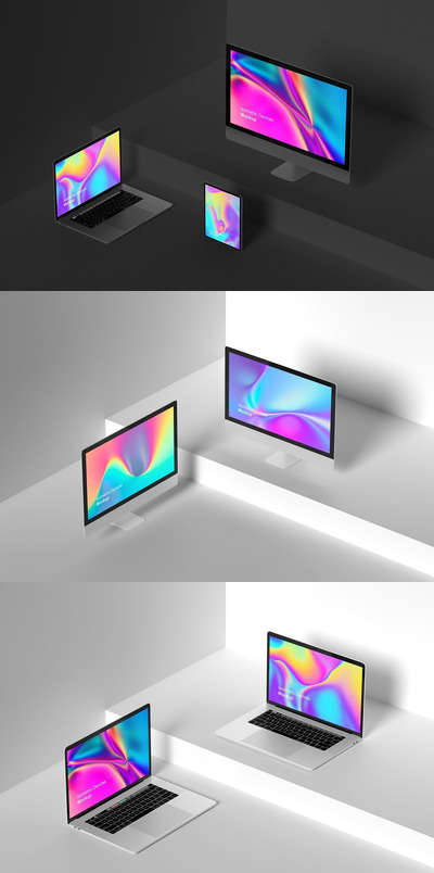 透视视角响应式设备样机（PSD）