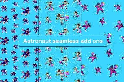 3个宇航员无缝图案背景（AI）