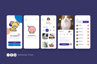 移动宠物APP UI（FIG,SKETCH,XD）