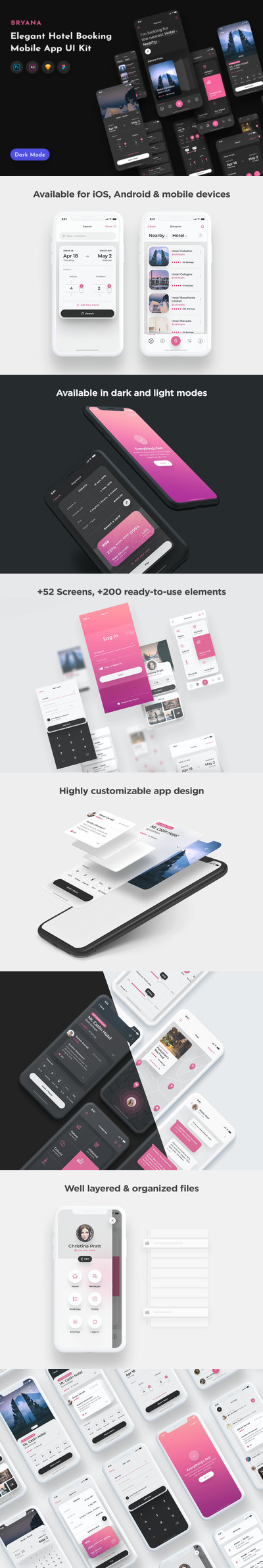高端酒店预定 App UI Kit（SKETCH,XD,FIG,PSD）