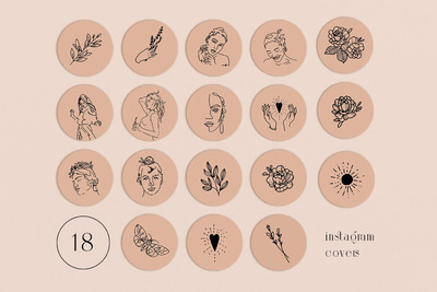 手绘线条艺术插画素材（JPG）