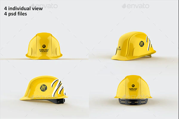 工作安全帽标签设计样机模板
