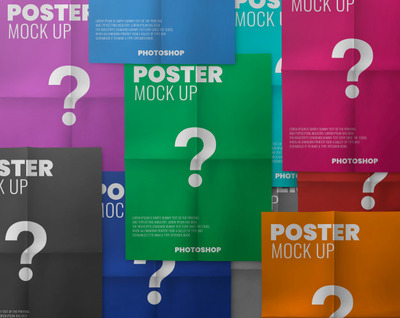 彩色海报折叠样机[PSD]