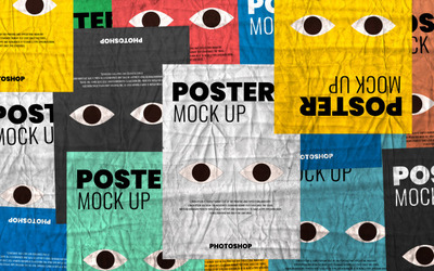 拼贴皱巴巴的海报模型[PSD]