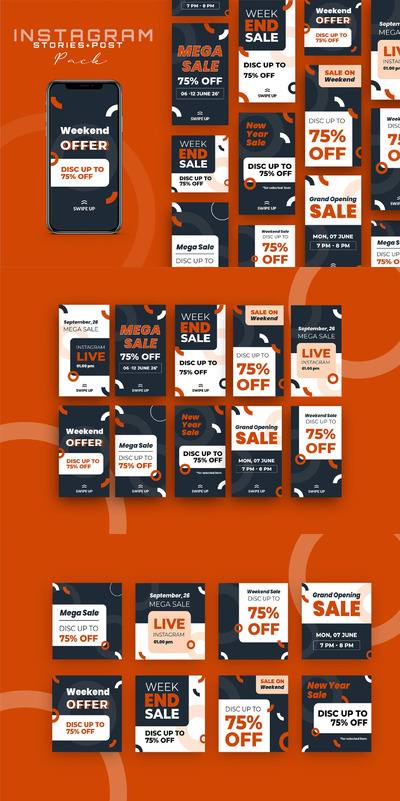 时尚好用的sale打折促销Instagram社交媒体banner海报设计模板-PSD