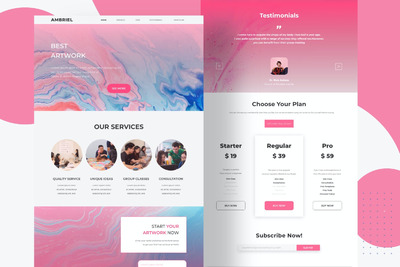 安布里埃尔艺术作品电子邮件模板(XD,PSD)