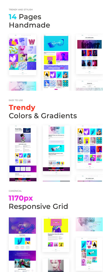 霓虹创意机构企业网站模板(XD,FIG,PSD,SKETCH)