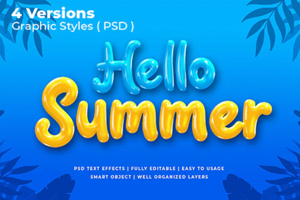 3D卡通夏季文字效果图层样式素材