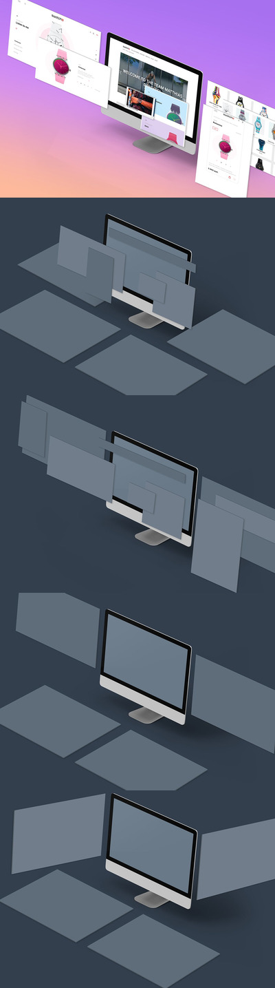 2.5D透视角度网页设计展示样机（PSD）