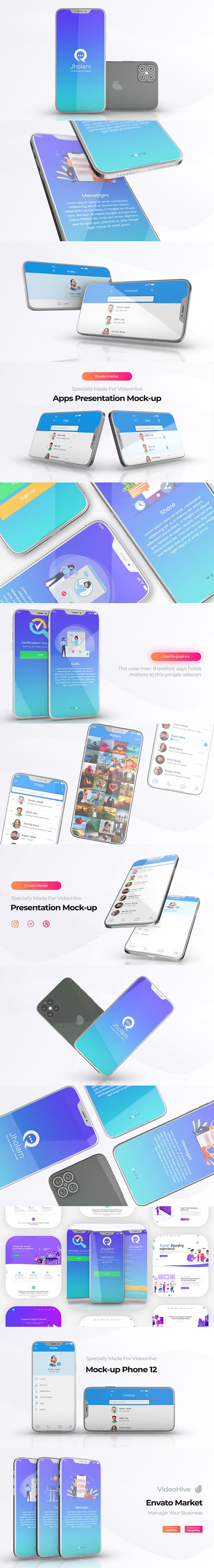 iPhone12手机App应用促销演示视频AE模板