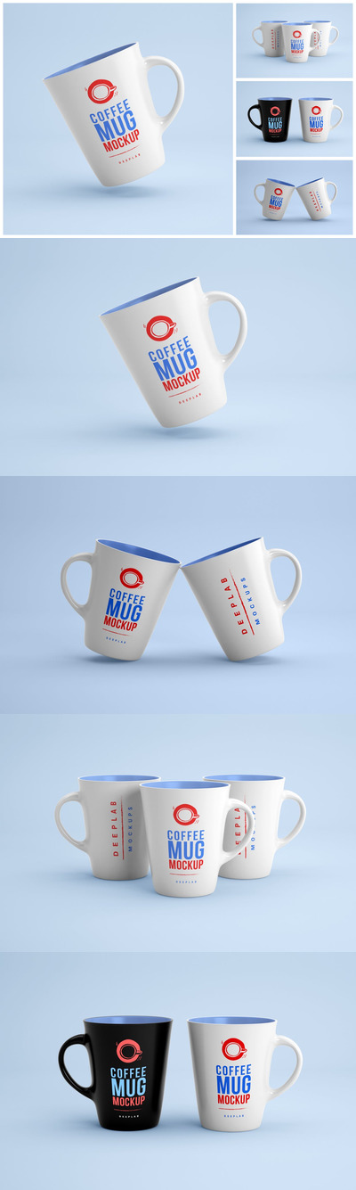 高品质的咖啡杯马克杯设计VI样机展示模型mockups