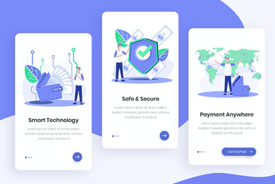 智能钱包概念启动页模板（AI,EPS,JPG,PSD）