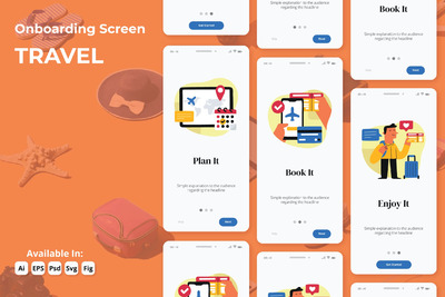 轻松预订旅行 启动页模板（AI,EPS,FIG,PSD,SVG）