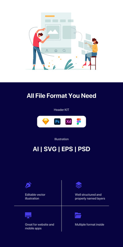用户界面UI插画下载（AI,EPS,PDF,PSD,SVG,SKETCH,XD,FIG）