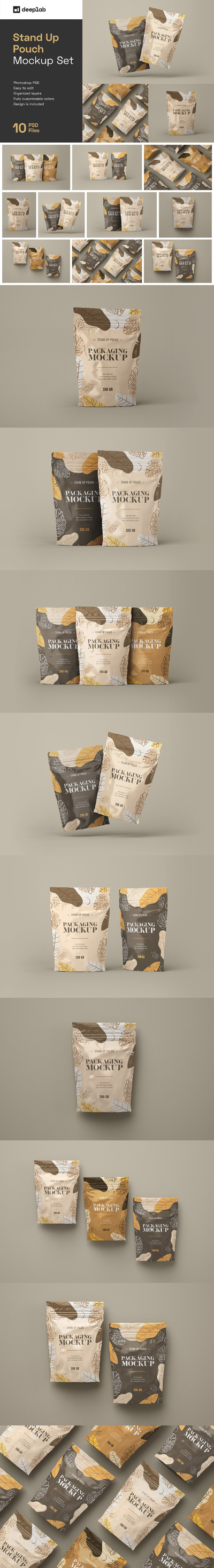 小吃零食站立袋包装设计样机合集