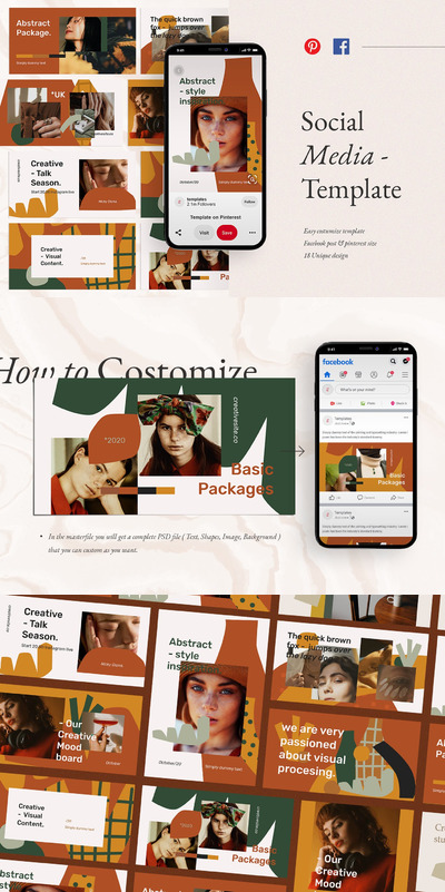 时尚高端优雅温馨秋天秋季配色高品质社交媒体banner海报设计模板-PSD