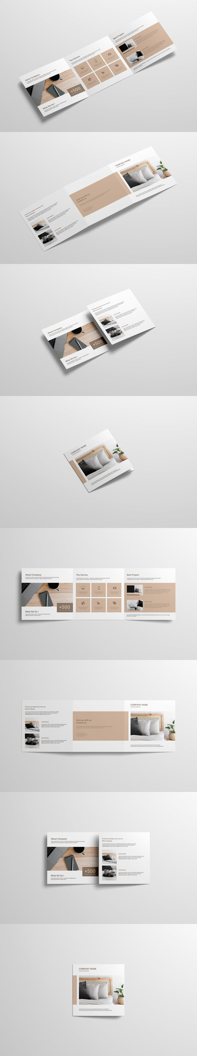 方形三折小册子模型样机下载（PSD）