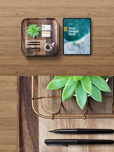 iPad样机和名片样机组合（PSD）