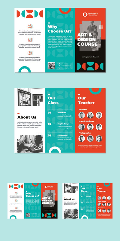 课程宣传三折页模板（AI,EPS,INDD,PSD）