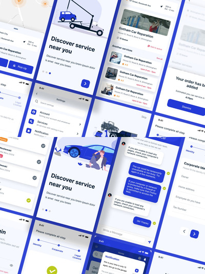 汽车车库-车间移动应用程序UI套件Figma（FIG）