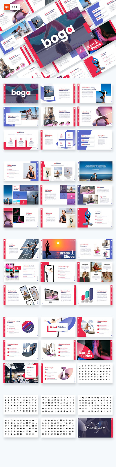 时尚高端优雅清新冥想瑜伽运动powerpoint幻灯片演示模板（pptx）