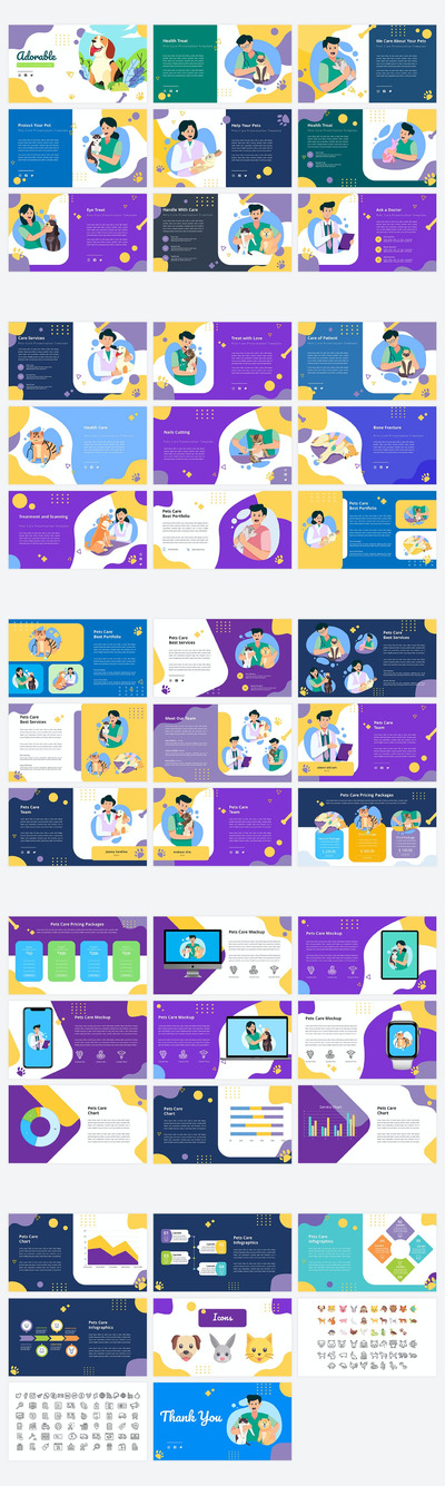 可爱 宠物护理PowerPoint模板（PPTX）