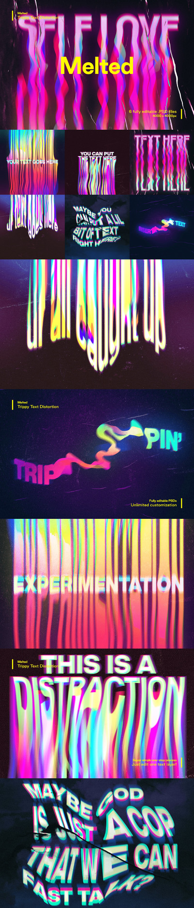 融化/迷幻/扭曲/失真文字效果素材