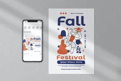 时尚高端优雅清新多用途的高品质抽象秋天海报设计模板（PSD，AI）