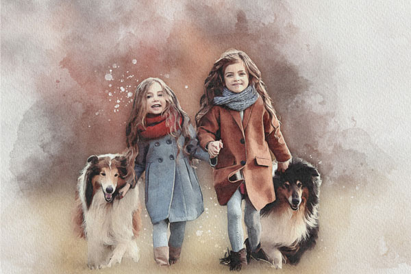 混合艺术绘画效果ps水彩动作套装