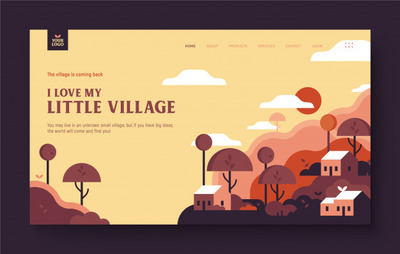 村庄UI网页着陆页插画
