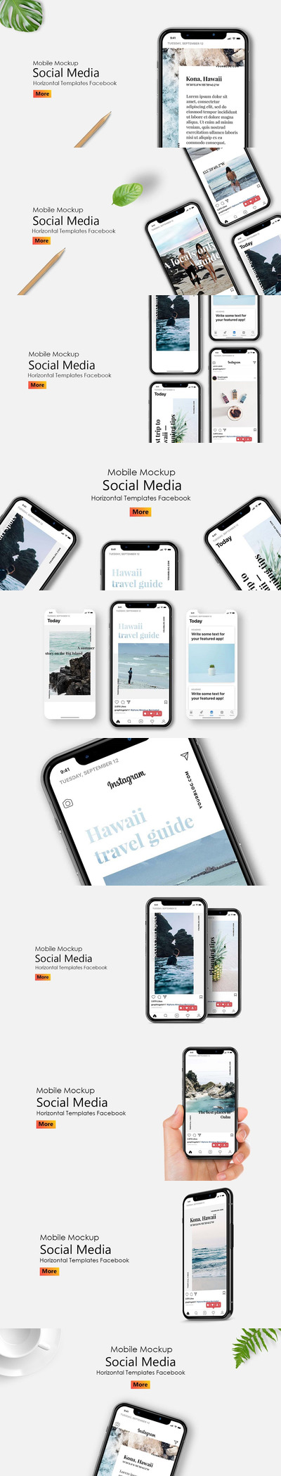 移动社交媒体样式样机（PSD）