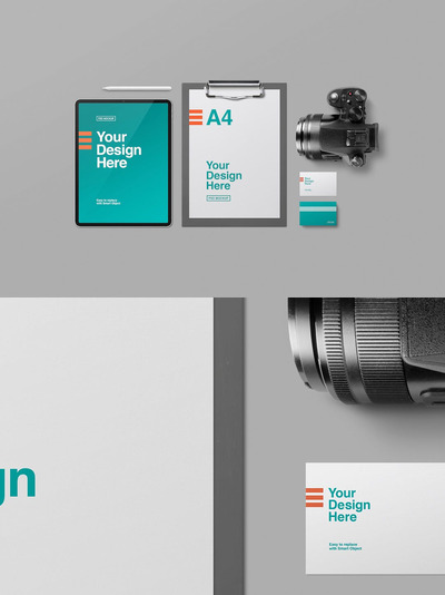 平板电脑与板夹组合展示样机下载（PSD）