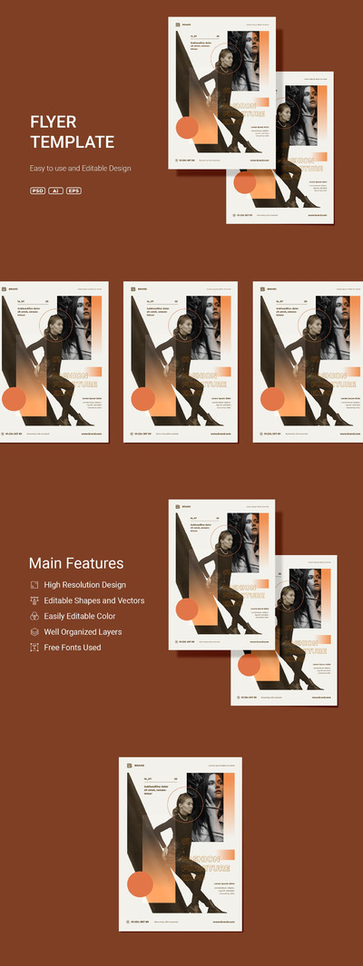 清新时尚高端优雅多用途的宣传单海报设计模板-PSD，AI，EPS，PNG