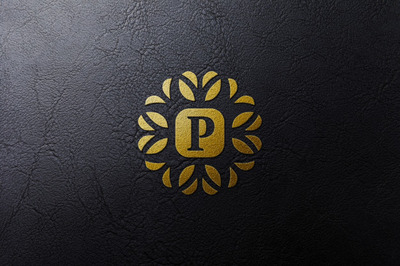 金色奢华logo皮革印刷样机[PSD]