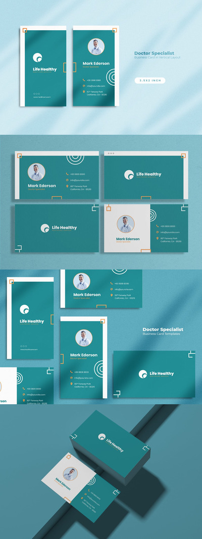 医疗行业医生名片模板（AI,EPS,PDF,PSD）