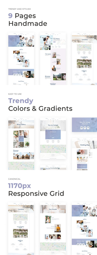 婚礼主题网页模板（XD,SKETCH,PSD,FIG）