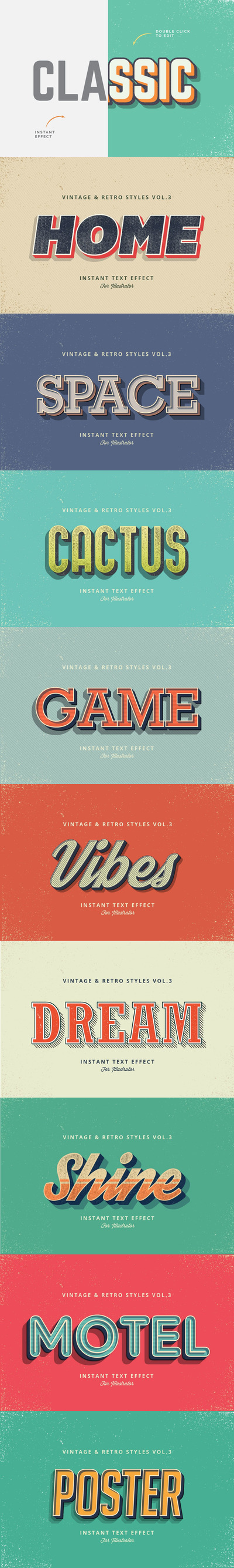 复古风格3D立体字样式（AI）