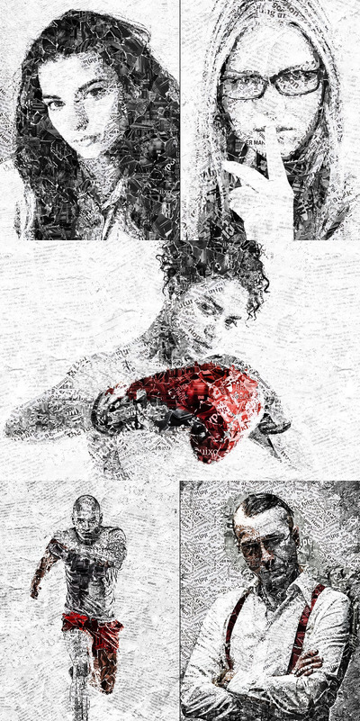 剪贴拼贴效果的PS动作下载（ATN,ABR,PAT）