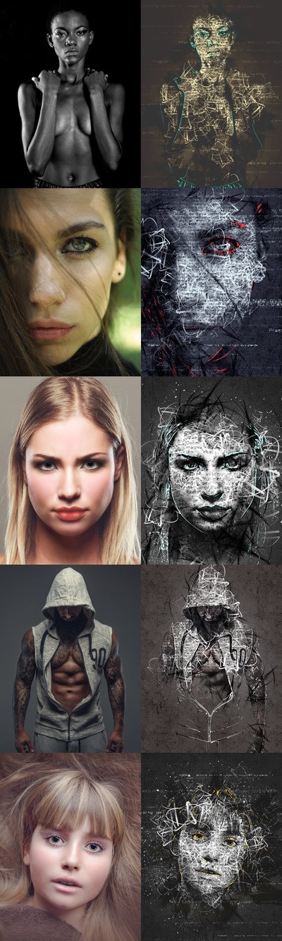 抽象手绘效果的PS动作（ATN,ABR,PAT）