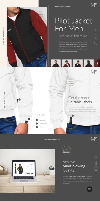 免费的保罗夹克设计展示样机（PSD）