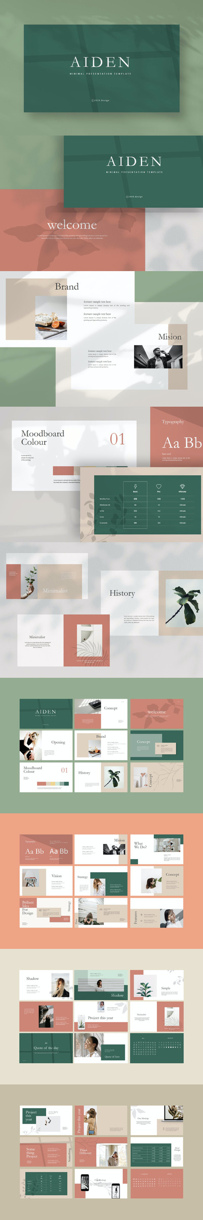 优雅时尚简约高端清新多用途powerpoint幻灯片演示模板（pptx）