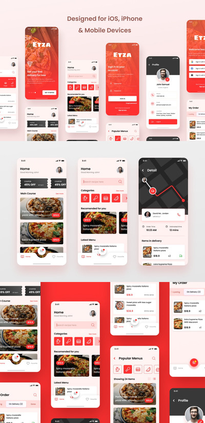 披萨预定 iOS应用程APP 计模板Figma&PSD（FIG,PSD）