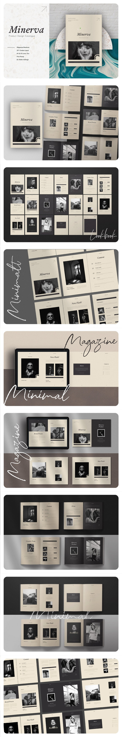 优雅时尚高端简约清新多用途产品手册画册宣传册杂志房地产楼书设计模板