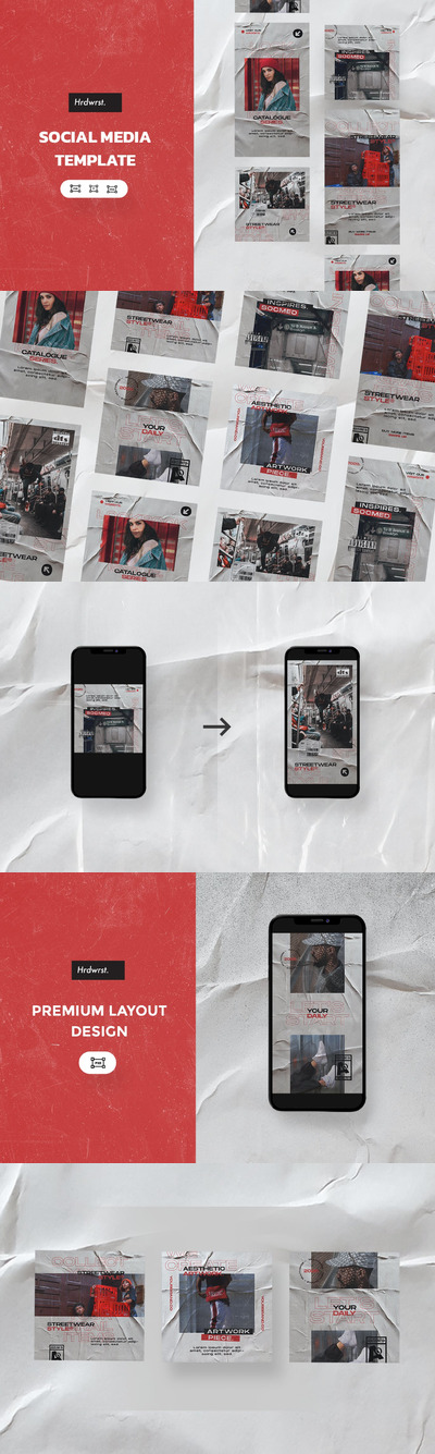 时尚个性Instagram社交媒体banner海报设计模板集合-PSD