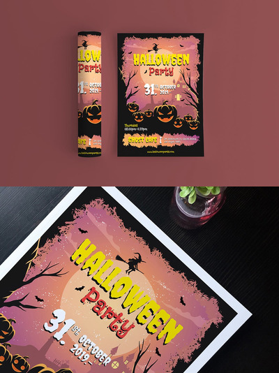 时尚万圣节海报模板（AI,EPS,PSD）