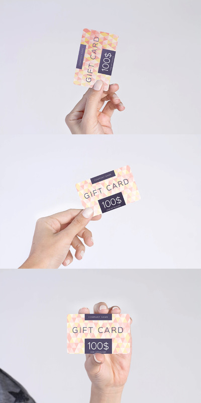 手持礼品卡设计展示样机（PSD）
